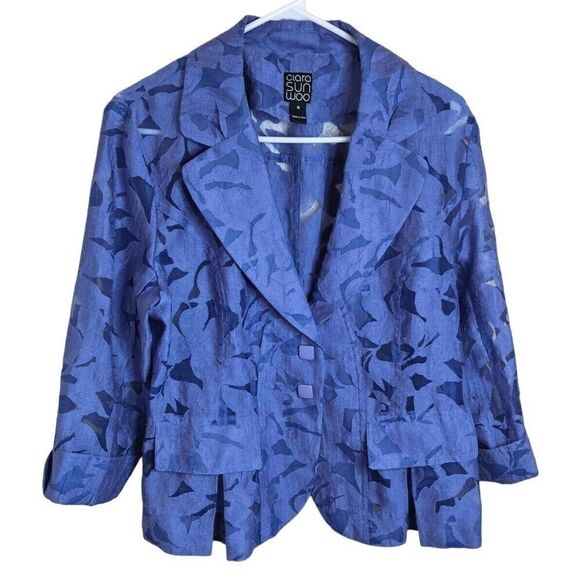 Clara Sun Woo Sheer Lightweight Long Sleeve 2 Button Blazer Jacket Size Medium - Picture 1 of 7